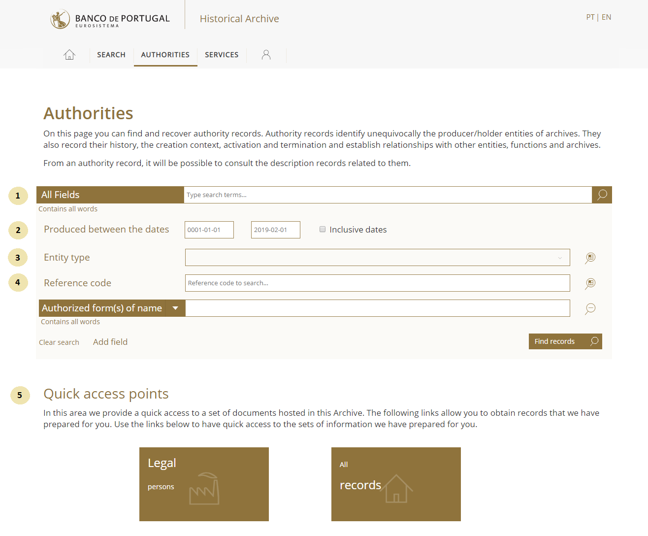 authorities page