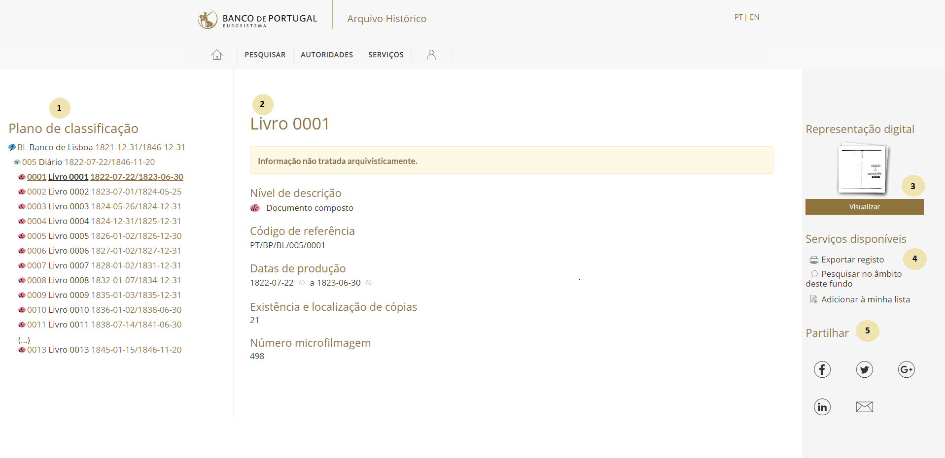 página detalhes registo