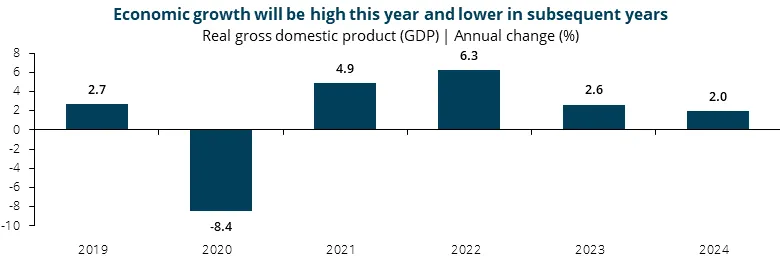 Economic growth will be high this year and lower in subsequent years