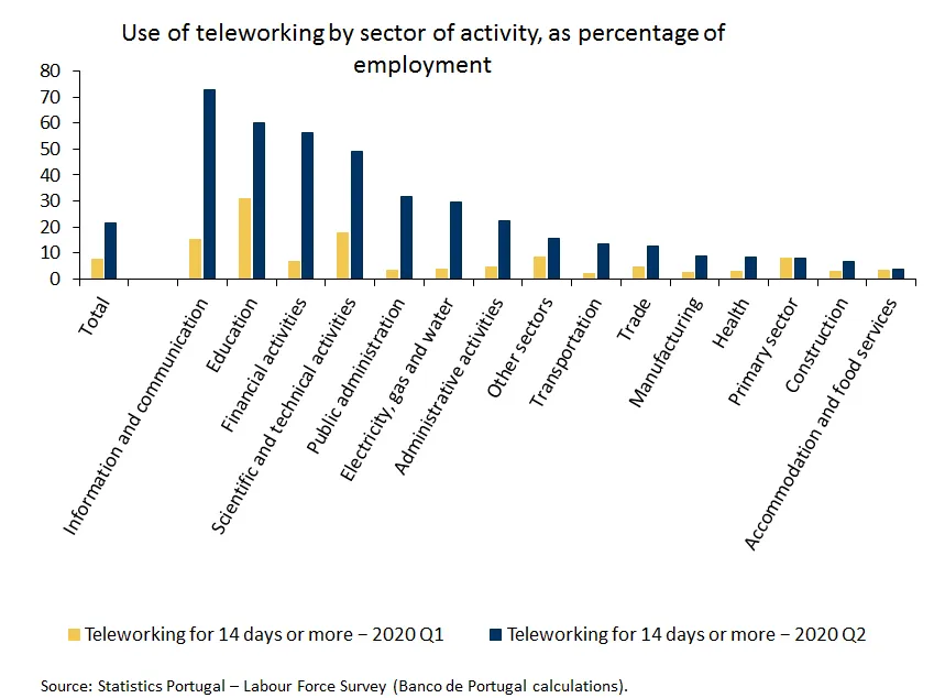 Economics in a picture: The use of teleworking during the pandemic was very heterogeneous by sector of activity 