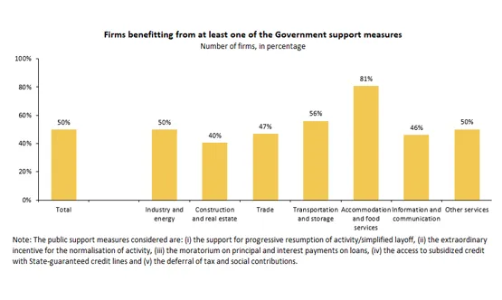 Firms benefiting from at least one of the Government support measures